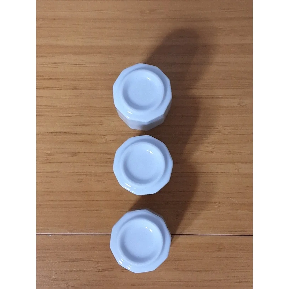 Vintage Korean Ceramic Sake Cups Set of 5 Faceted Porcelain Traditional Scenes